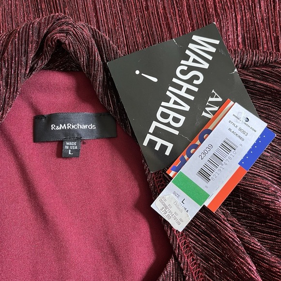 R&M Richards Womens Size L Red Sparkly Twofer Cardigan Jacket Long Sleeve NEW - Picture 9 of 9